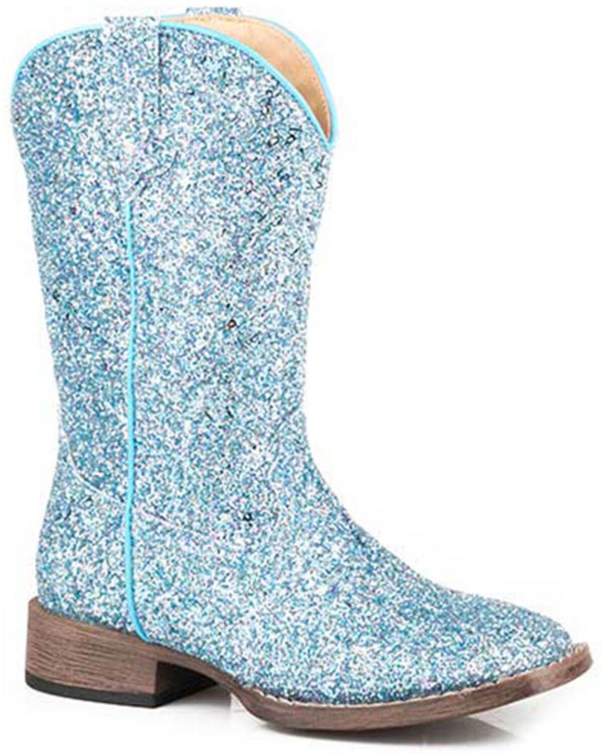 Roper Little Girls' Glitter Galore Western Boots - Broad Square Toe, Blue, hi-res