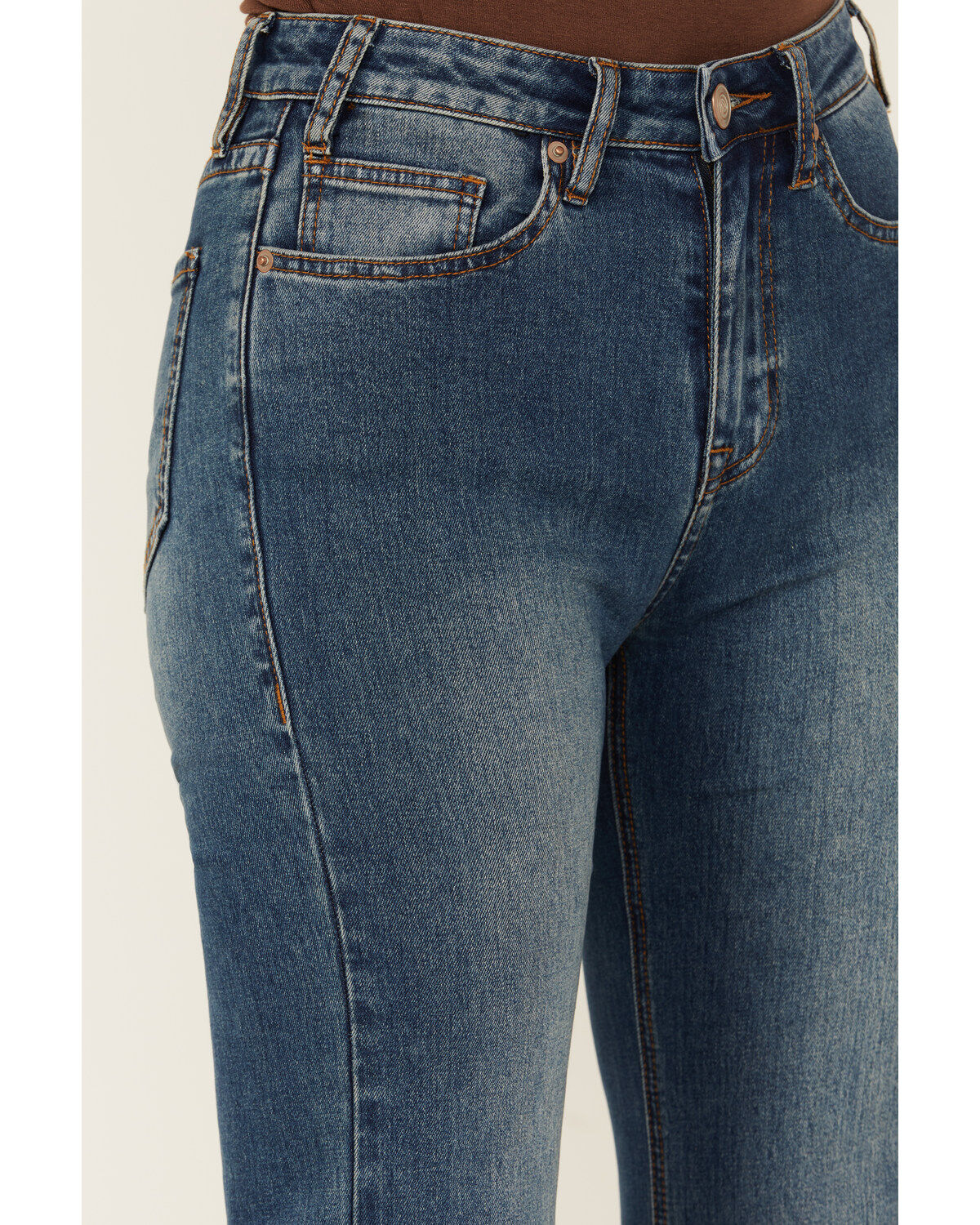 Image #2 - Rock & Roll Denim Women's Medium Wash High Rise Extra Stretch Trouser Jeans, Medium Wash, hi-res