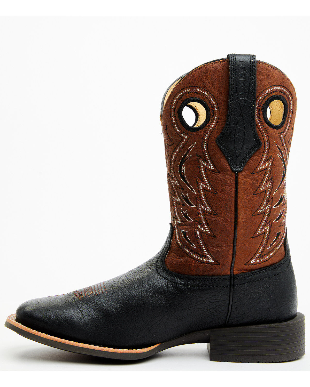Image #3 - RANK 45® Men's Warrior Performance Western Boots - Broad Square Toe, Black/brown, hi-res