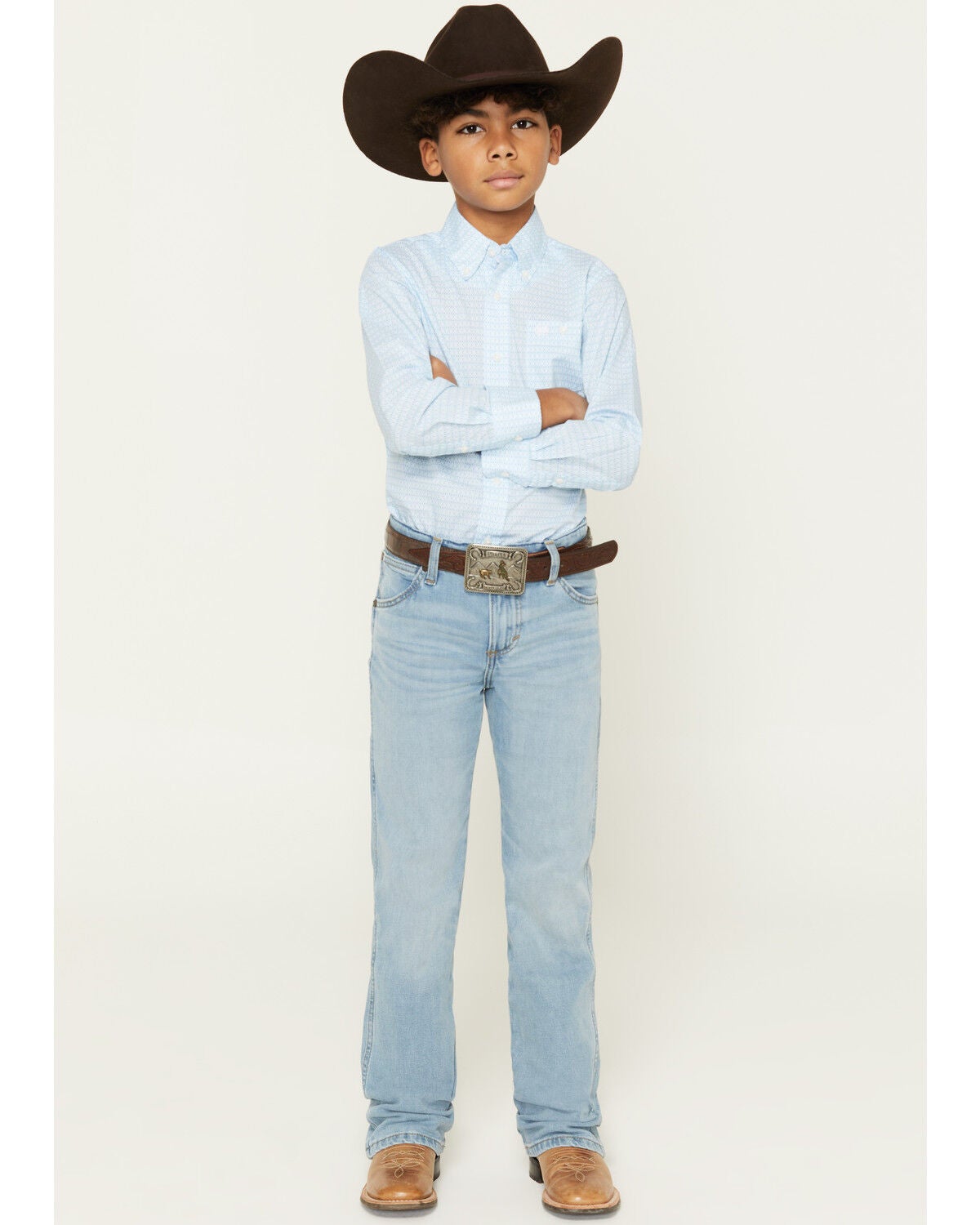 Wrangler Retro Little Boys' Light Wash Cloverdale Slim Bootcut Stretch Denim Jeans, Light Wash, hi-res