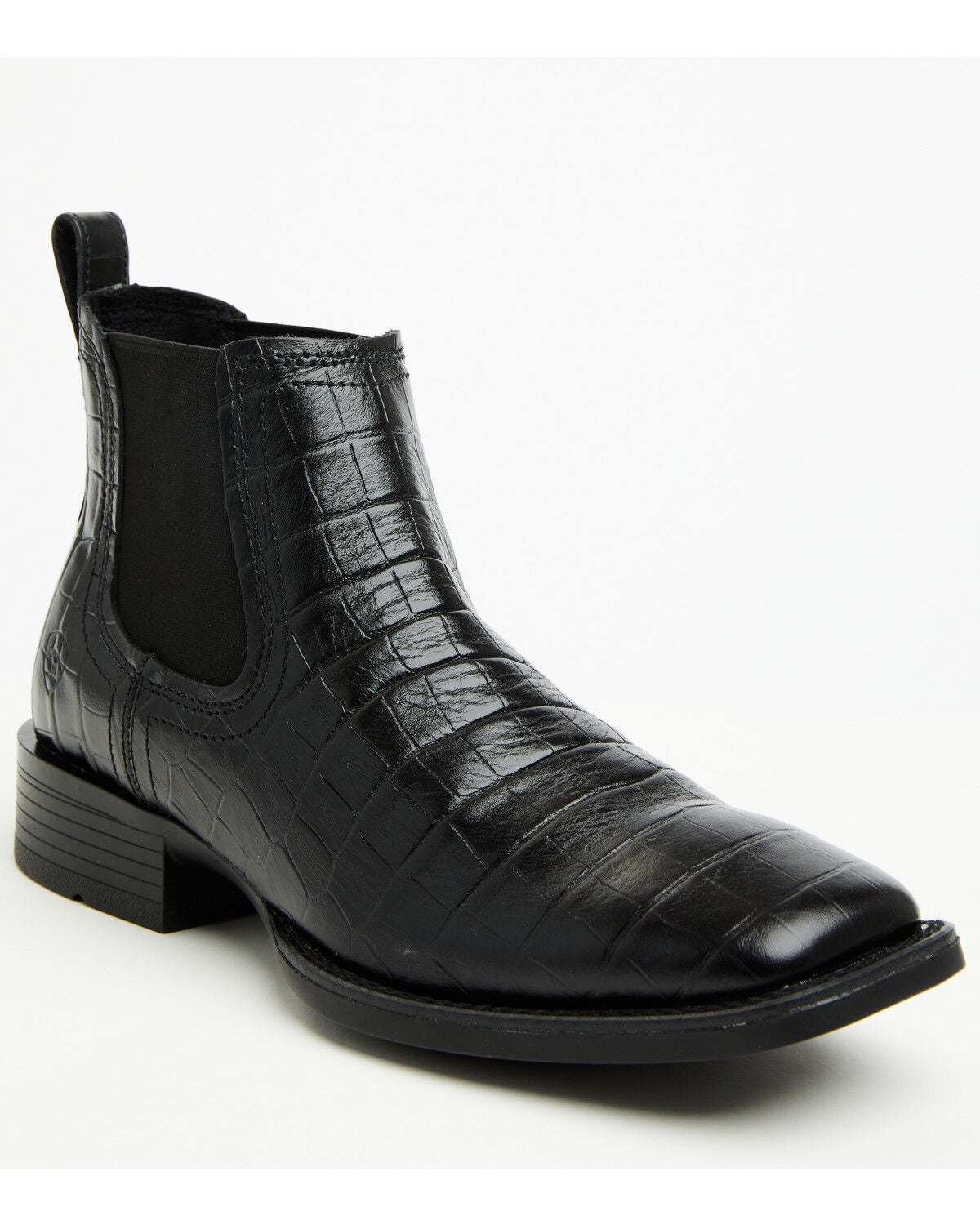 Ariat Men's Booker Crocodile Print Chelsea Boots - Broad Square Toe, Black, hi-res