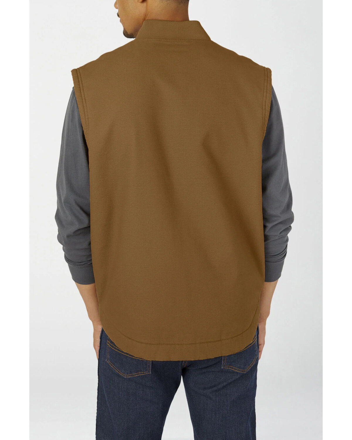 Image #2 - Dickies Men's Rinsed Brown Brushed Sherpa Duck Work Vest, Brown, hi-res