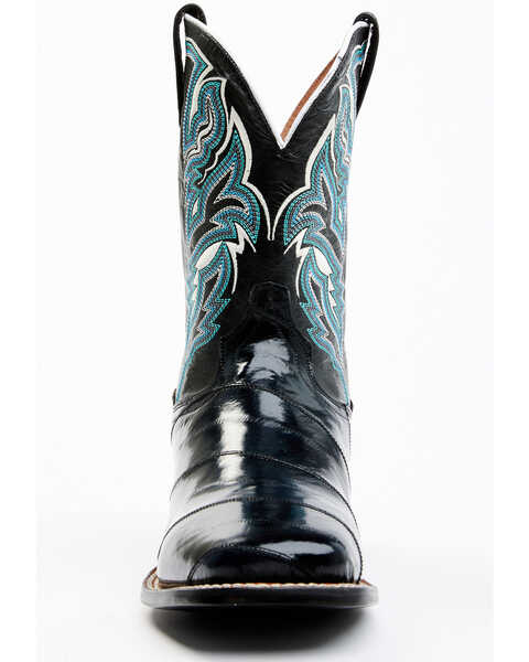 Dan Post Men's Sky Blue & Black Eel Exotic Western Boots - Broad Square Toe , Black, hi-res