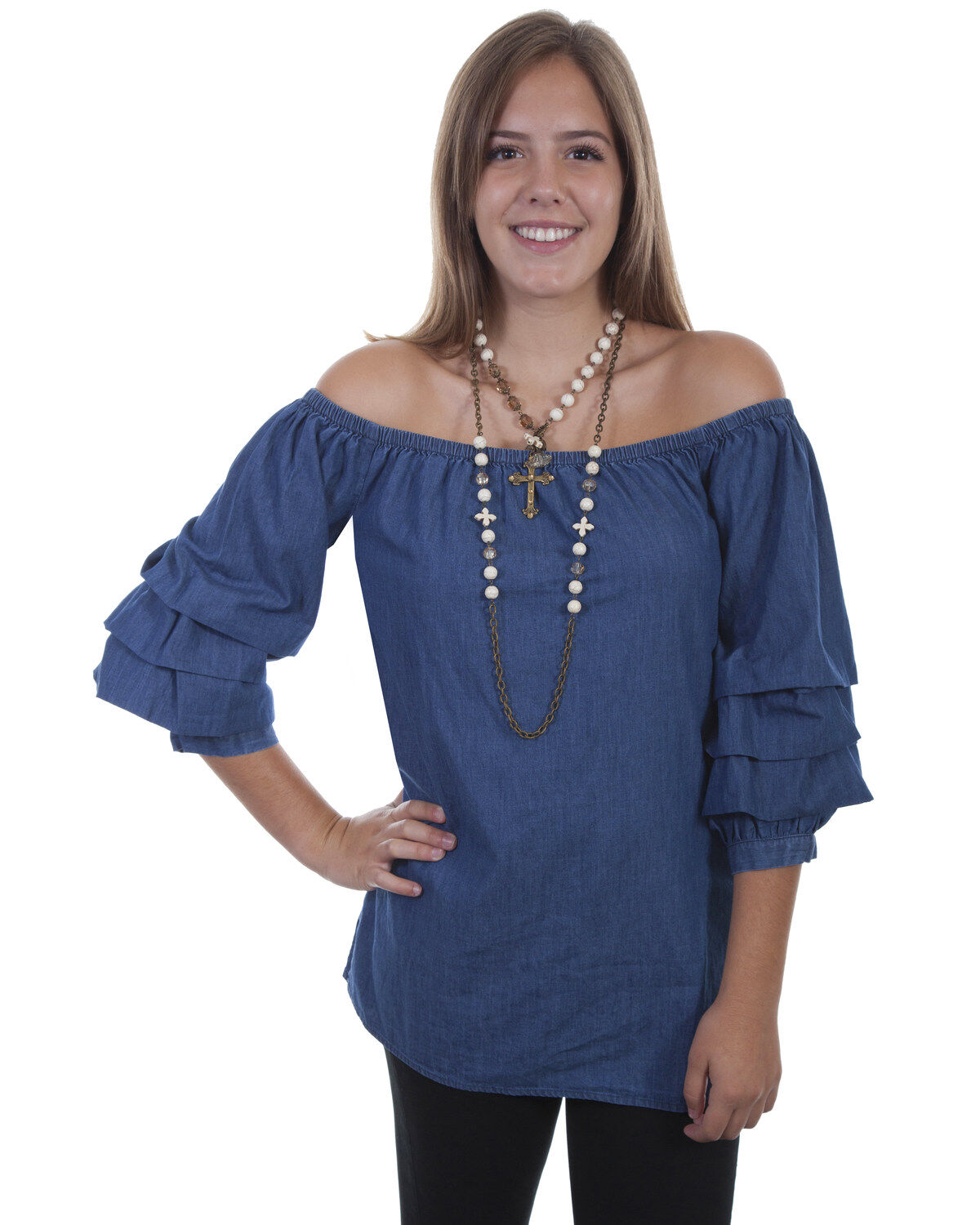 Image #1 - Scully Women's Cabbage Sleeve Off Shoulder Top, , hi-res