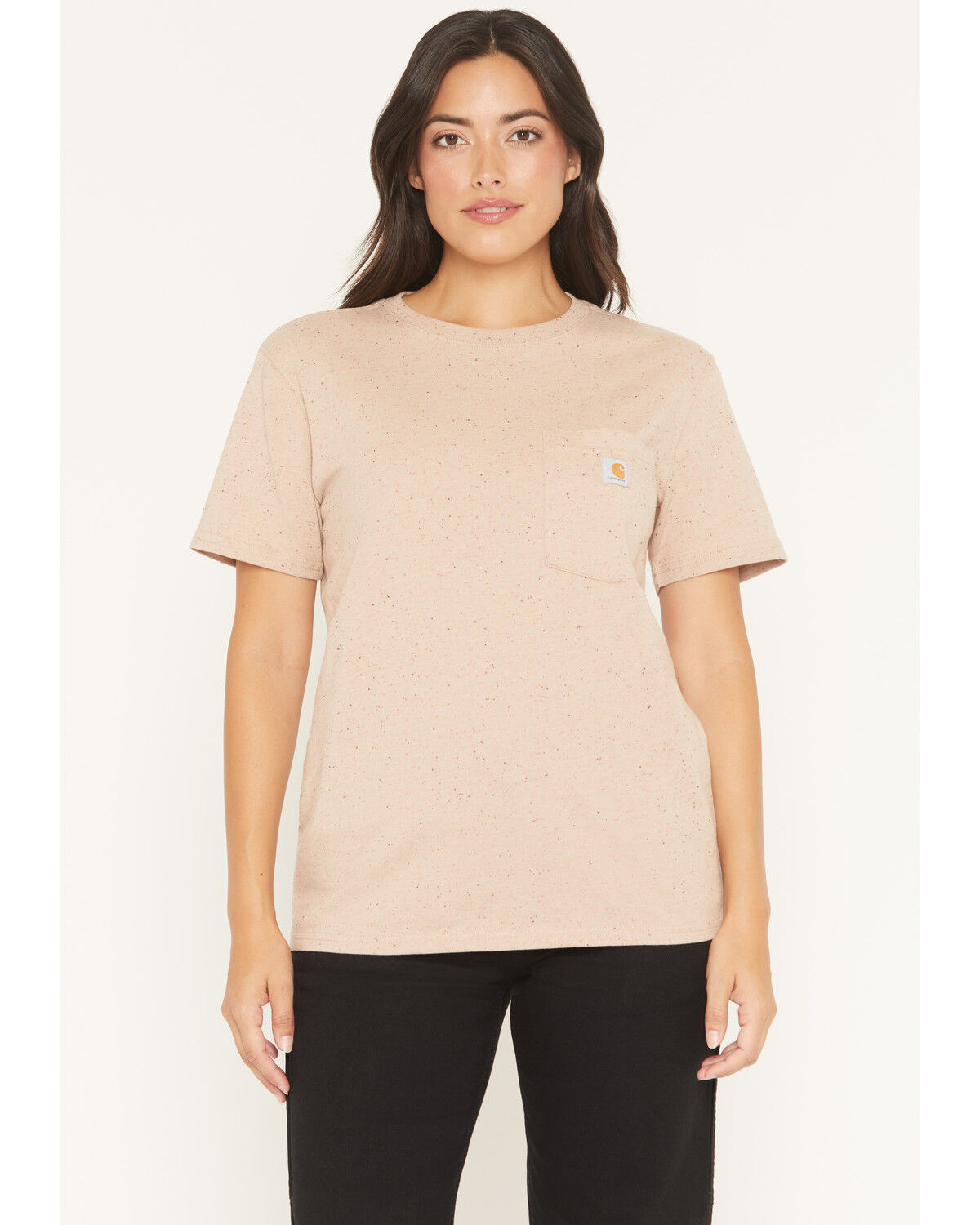 Image #1 - Carhartt Women's Loose Fit Heavyweight Short Sleeve Pocket Work Tee, Taupe, hi-res