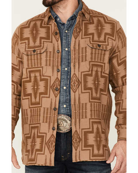 Pendleton Men's Tan & Brown Driftwood Southwestern Print Button-Down Western Shirt Jacket , Tan, hi-res