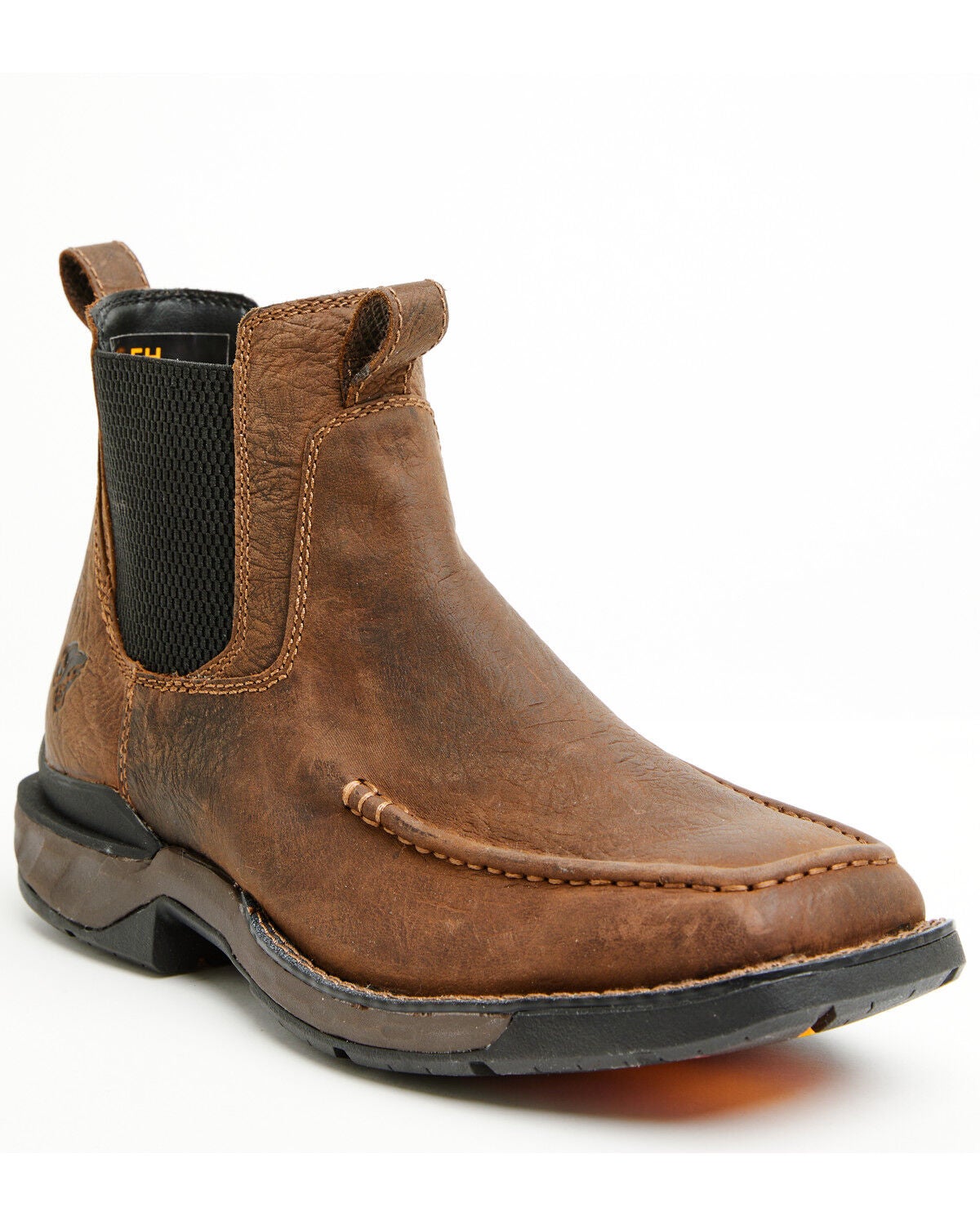 Phantom Rider Men's 6" Romeo Pull-On Ankle Boots - Moc Toe, Brown, hi-res