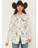 Image #1 - Wrangler Retro Women's Floral Horse Conversational Print Long Sleeve Snap Western Shirt, Cream, hi-res