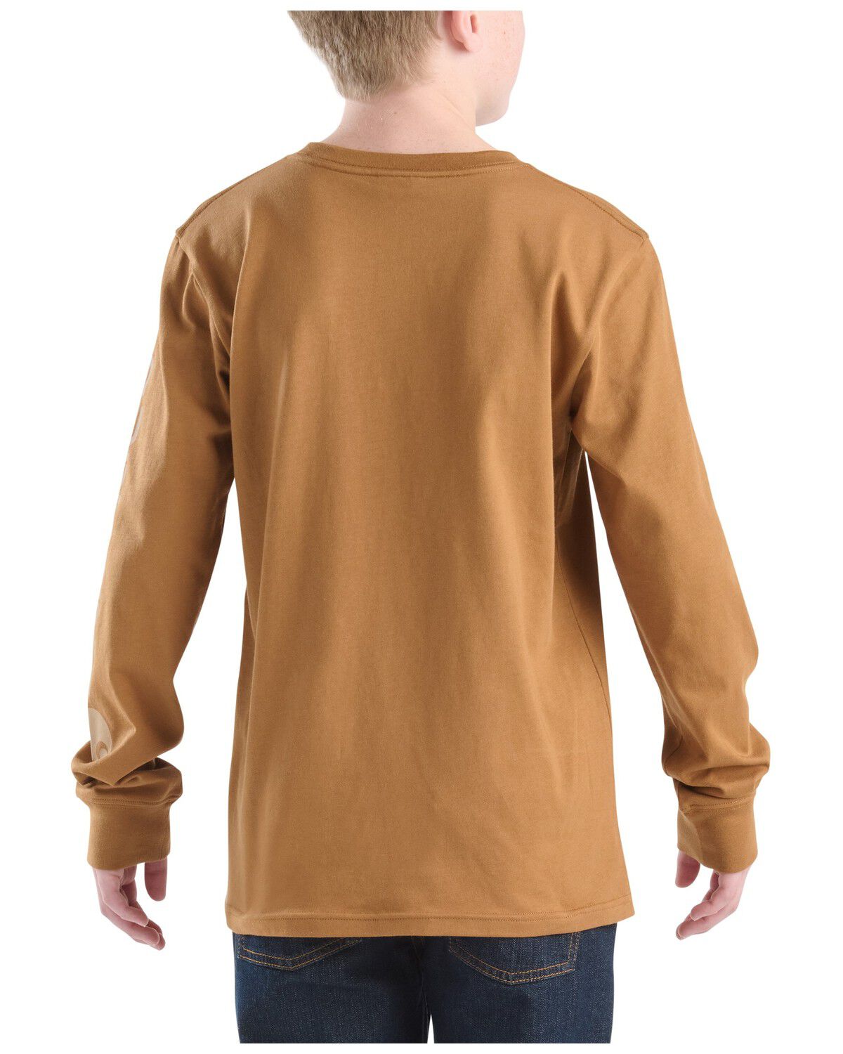 Image #2 - Carhartt Boys' Logo Long Sleeve Graphic Pocket T-Shirt, Brown, hi-res