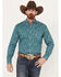 Image #1 - Roper Men's Amarillo Paisley Print Long Sleeve Button-Down Western Shirt, Teal, hi-res