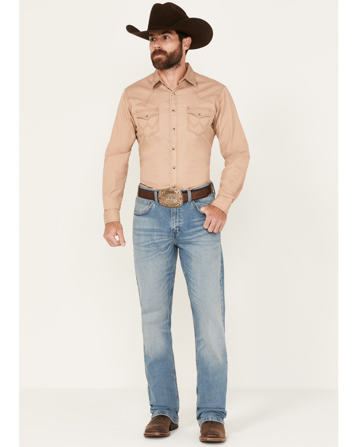 Image #1 - Wrangler 20X Men's Light Wash Shade Bootcut Stretch Jeans, Light Wash, hi-res