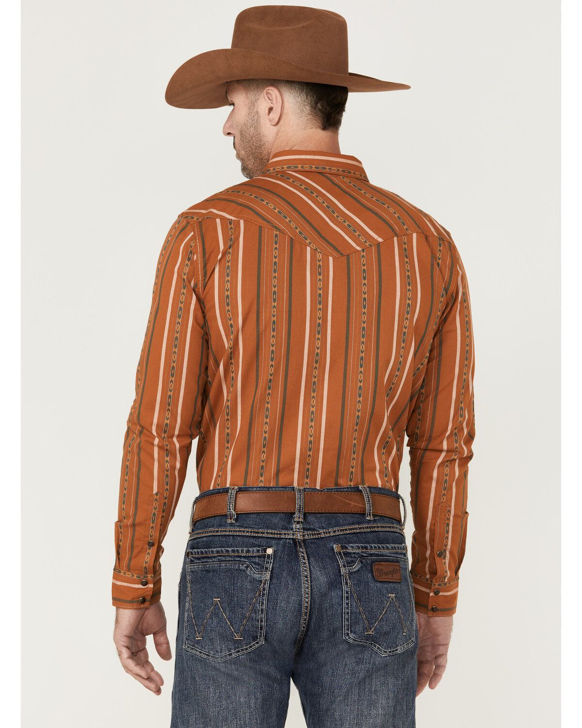 Image #4 - Cody James Men's Smokehouse Southwestern Stripe Long Sleeve Snap Western Shirt, Medium Brown, hi-res
