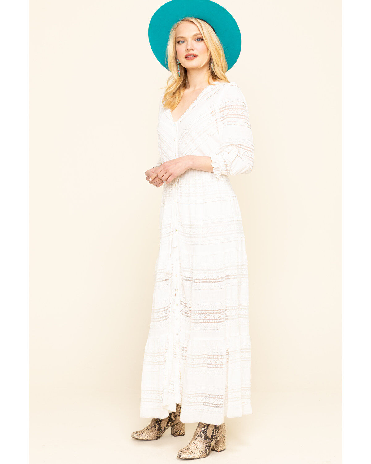 taliana white lace button back maxi dress