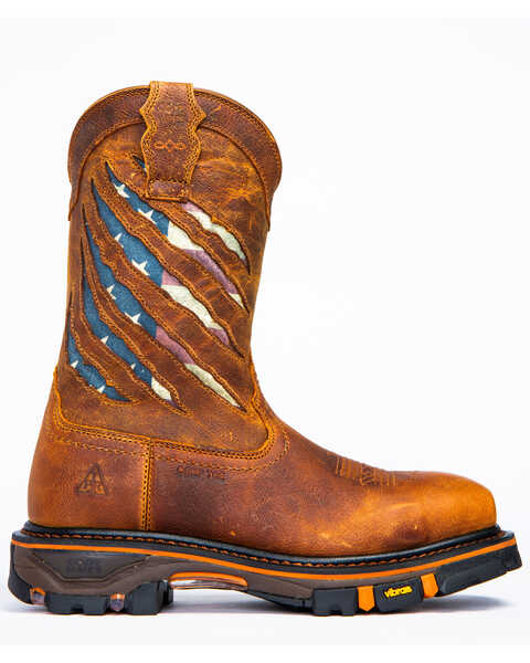 Image #4 - Cody James Men's Flag Western Work Boots - Nano Composite Toe, Brown, hi-res