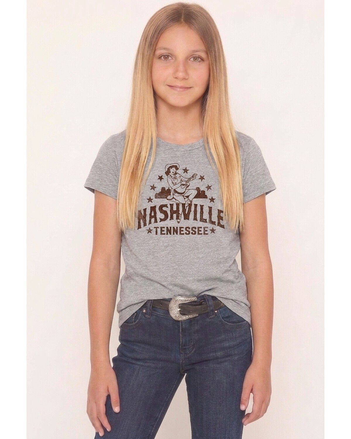 Image #1 - Americana Girls' Nashville Short Sleeve Graphic Tee, Multi, hi-res