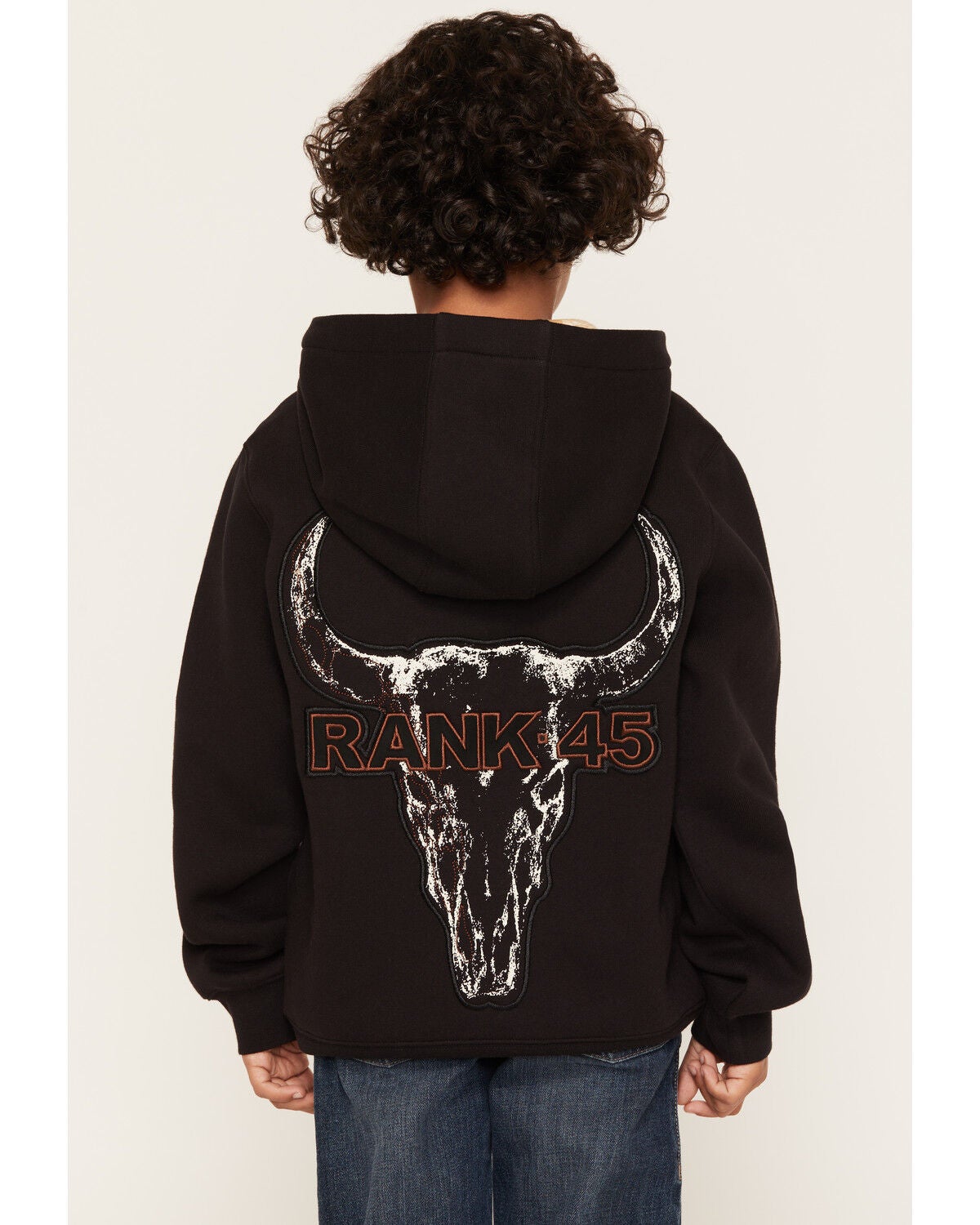 Image #1 - RANK 45&reg; Boys' Desert Steer Logo Hooded Sweatshirt, Black, hi-res