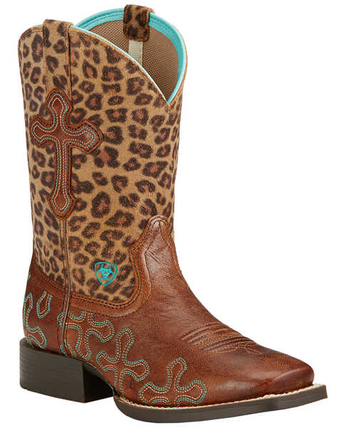 Image #1 - Ariat Little Girls' Crossroads Western Boots - Broad Square Toe, , hi-res