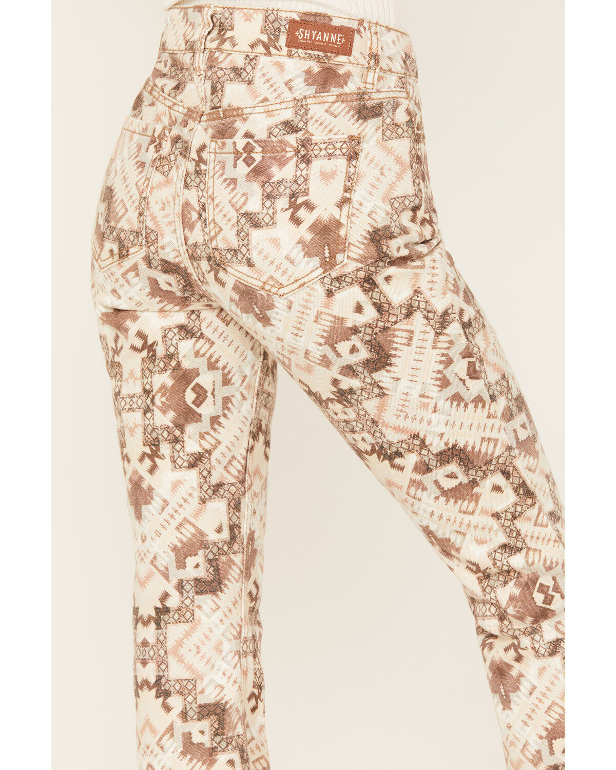 Image #4 - Shyanne Women's High Rise Southwestern Print Stretch Flare Jeans, Grey, hi-res