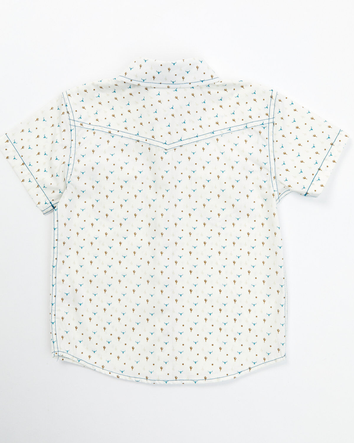 Image #3 - Cody James Toddler Boys' Bull and Cactus Print Short Sleeve Snap Western Shirt, Oatmeal, hi-res