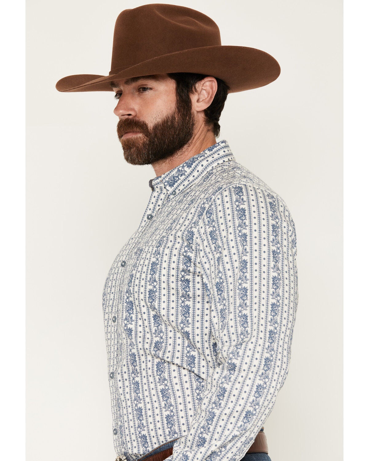 Image #2 - Cody James Men's Day Drinker Floral Stripe Print Long Sleeve Button-Down Stretch Western Shirt, White, hi-res