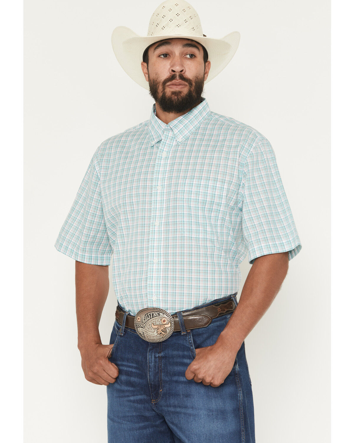 Image #5 - Wrangler Riata Men's Assorted Plaid Print Short Sleeve Button-Down Western Shirt, Multi, hi-res