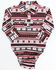 Image #1 - Shyanne Infant Girls' Southwestern Printed Stripe Long Sleeve Onesie, Burgundy, hi-res