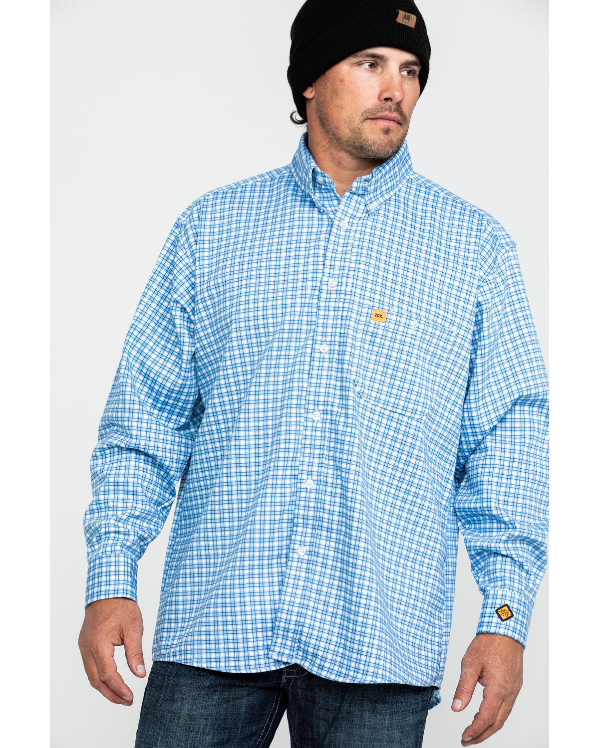 Image #1 - Wrangler 20X Men's FR Small Check Plaid Long Sleeve Work Shirt , , hi-res