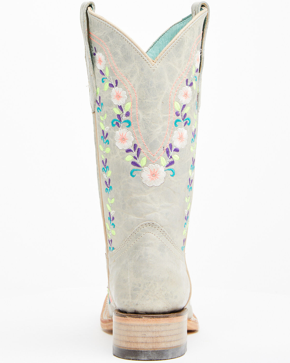 Image #5 - Corral Girls' Floral Embroidered Blacklight Western Boots - Square Toe, Light Pink, hi-res
