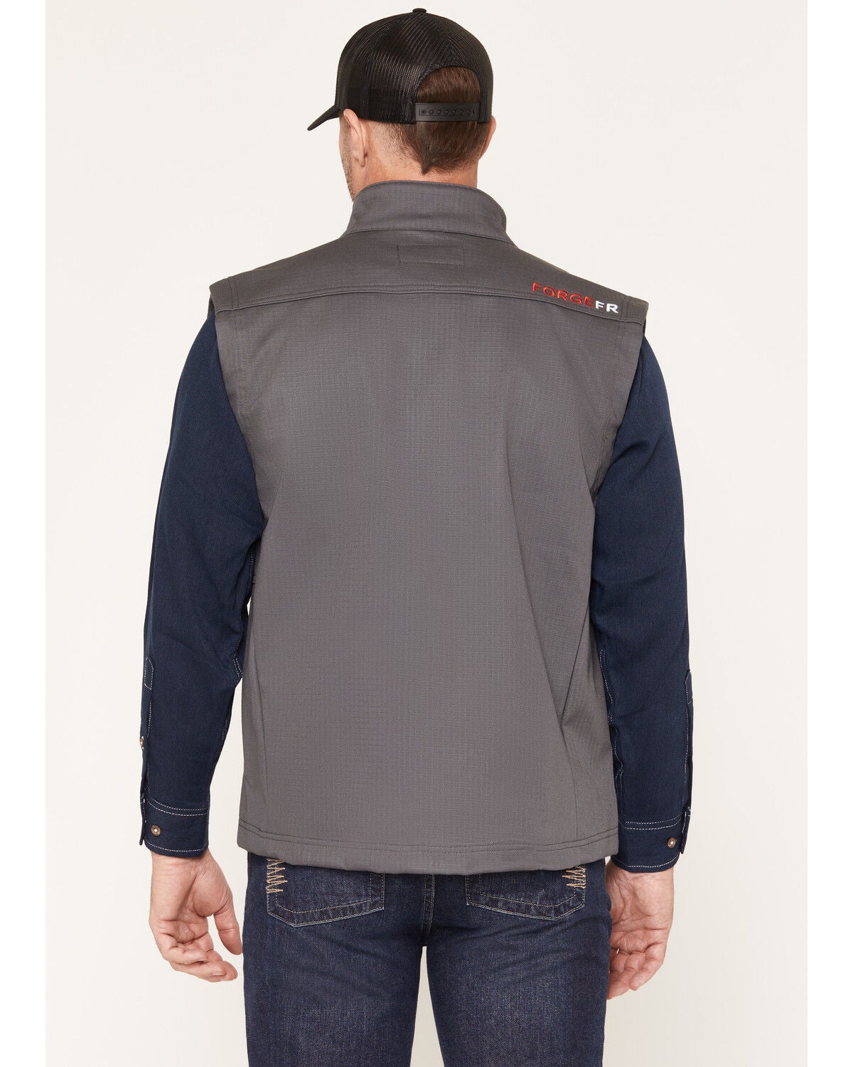 Image #4 - Forge Workwear Men's FR Ripstop Softshell Vest, Grey, hi-res
