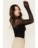 Free People Women's Under It All Ruched Mesh Bodysuit, Black, hi-res