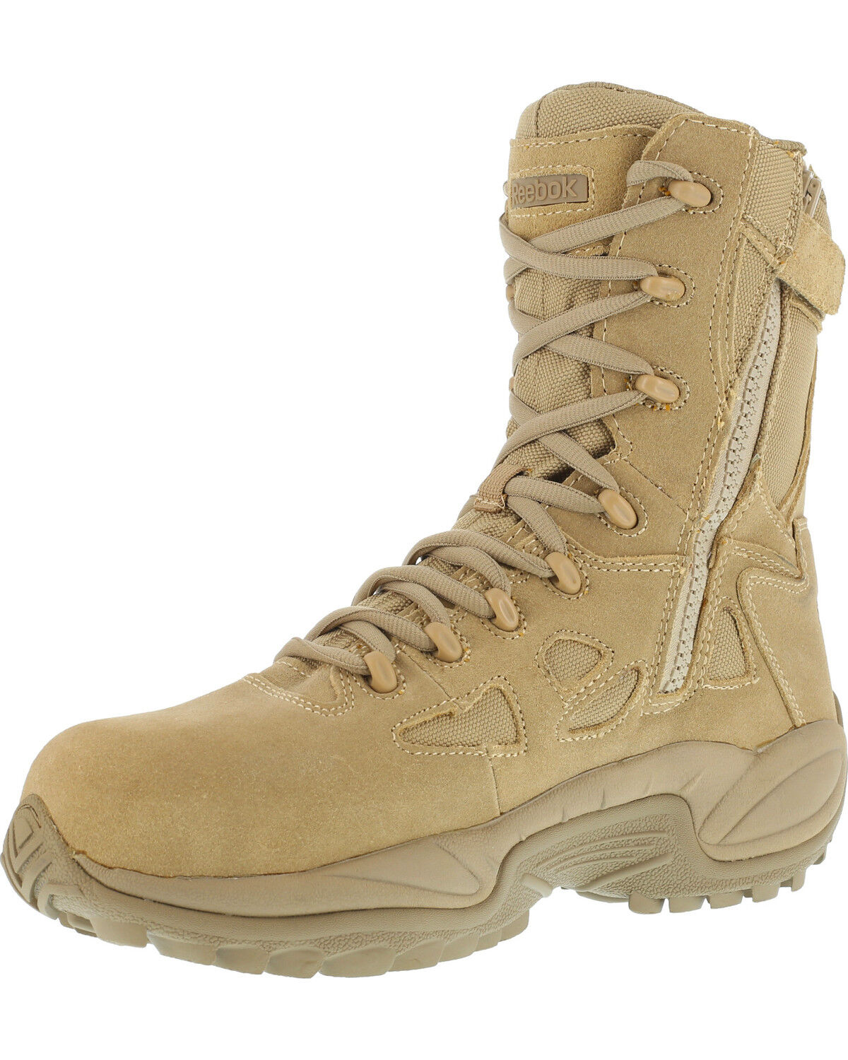 Image #2 - Reebok Men's Stealth 8" Lace-Up Side-Zip Desert Khaki Work Boots - Composite Toe, Desert Khaki, hi-res