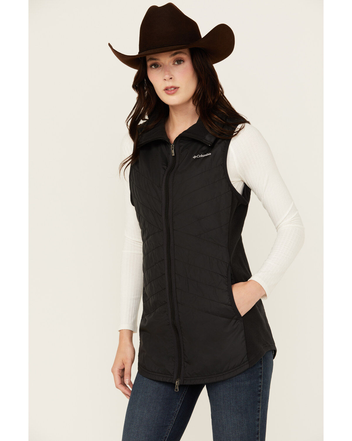 Image #2 - Columbia Women's Mix It Around Long Zip-Up Vest, Black, hi-res