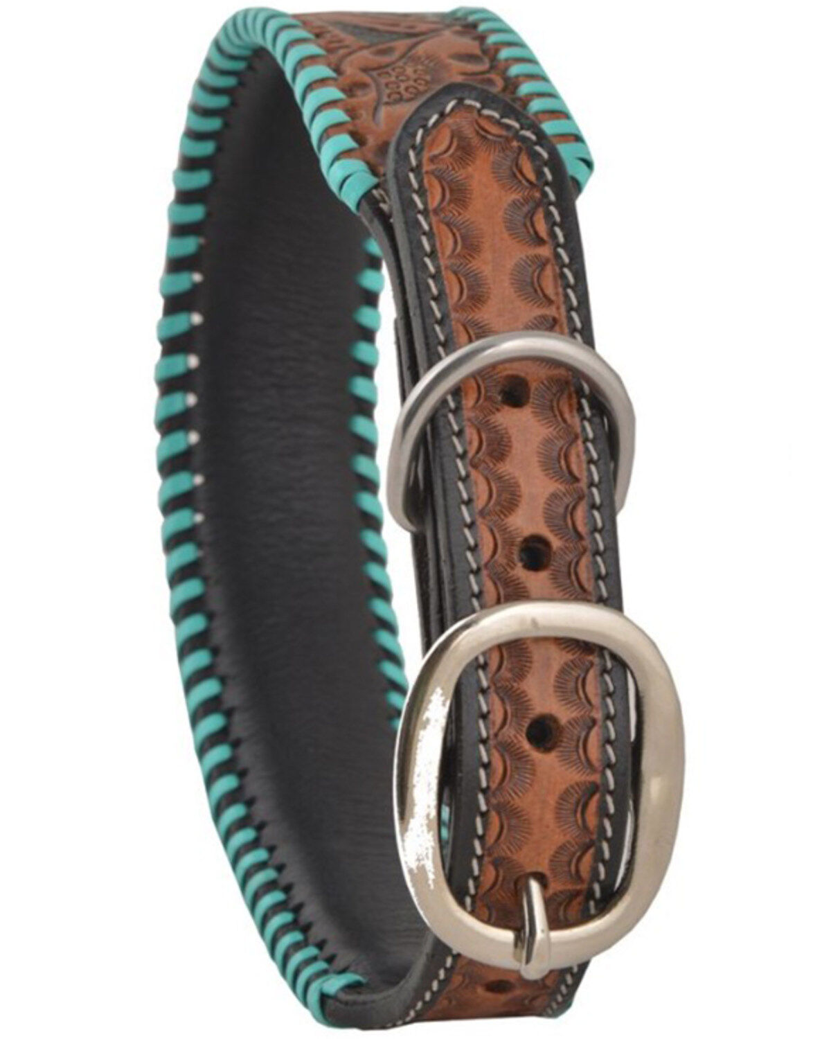 Image #3 - Myra Full Bloom Tooled Leather Dog Collar, , hi-res