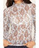 Image #3 - Wonderwest Women's Horseshoe Floral Print Long Sleeve Mesh Top, Blue, hi-res