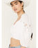Image #3 - Beyond The Radar Women's Cut Out Sleeve Tie Back Top, White, hi-res