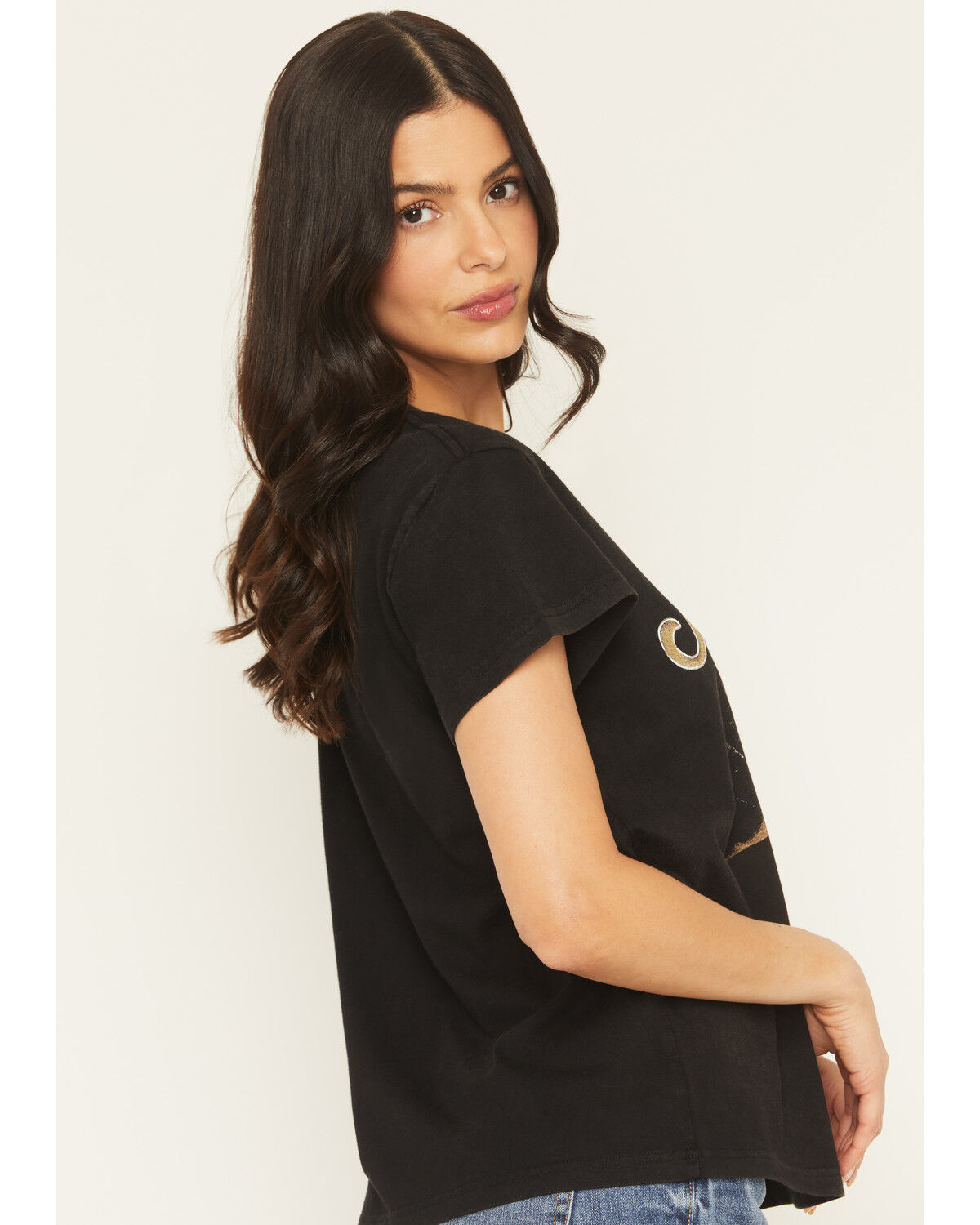 Image #2 - People of Leisure Women's Jelly Roll Face Short Sleeve Graphic Tee, Black, hi-res