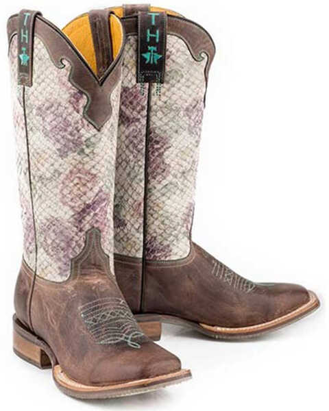 Image #1 - Tin Haul Women's Rosealiscious Western Boots - Broad Square Toe, Brown, hi-res