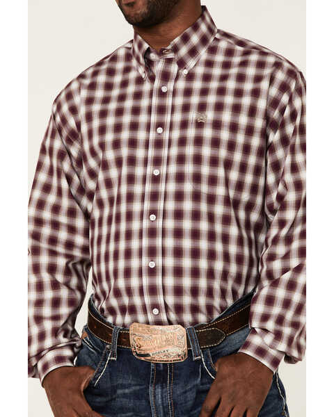 Image #3 - Cinch Men's Plaid Long Sleeve Button Down Western Shirt , Purple, hi-res