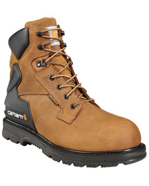 Image #1 - Carhartt 6" Waterproof Lace-Up Work Boots - Steel Toe, Bison, hi-res