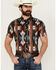 Image #1 - RANK 45® Men's Calvaztec Southwestern Print Short Sleeve Button-Down Stretch Western Shirt, Rust Copper, hi-res