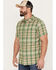 Brothers & Sons Men's Plaid Print Short Sleeve Button-Down Western Shirt, Brown, hi-res