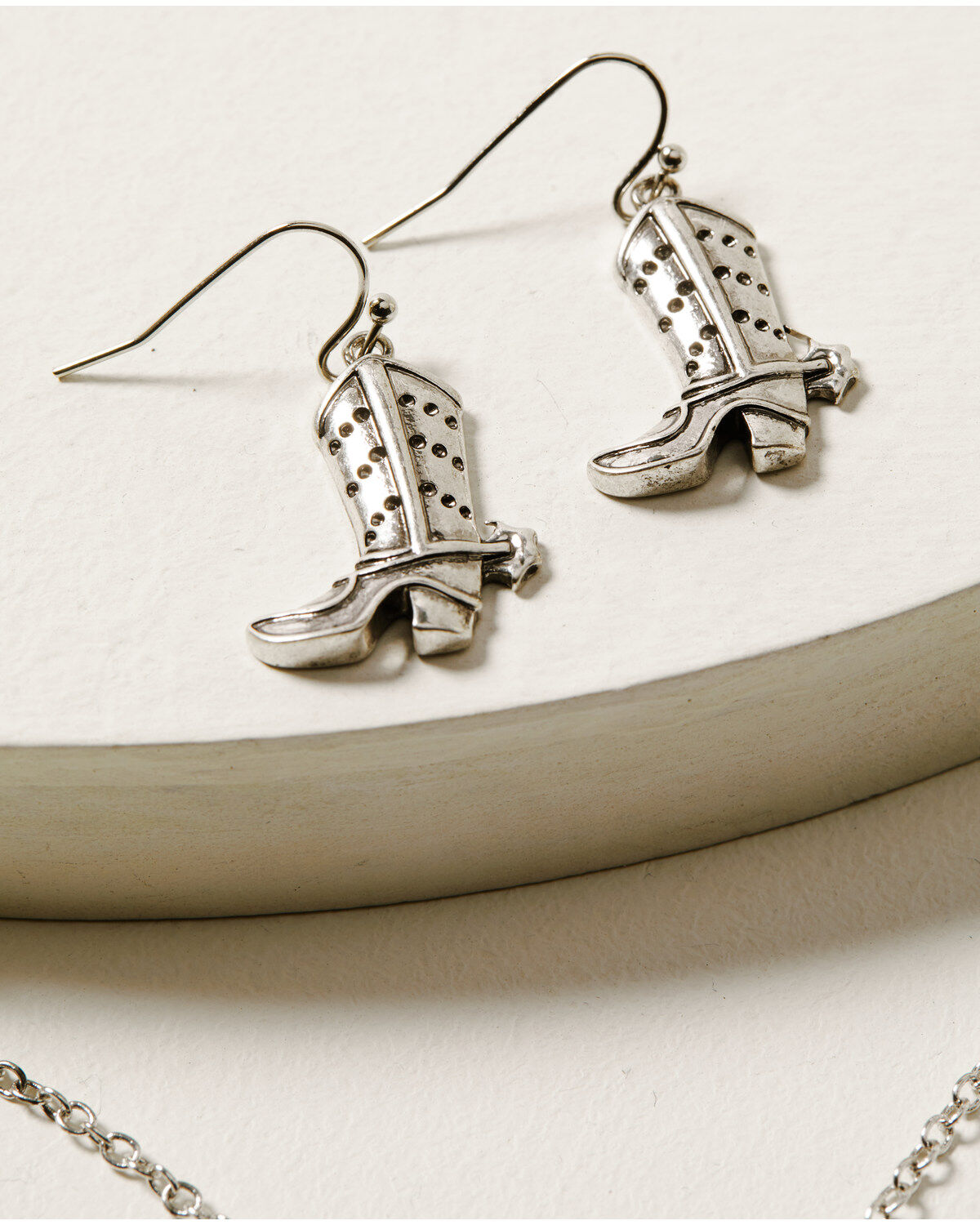 Image #3 - Shyanne Women's Cowgirl Boot Pendant Necklace & Earring Set, Silver, hi-res