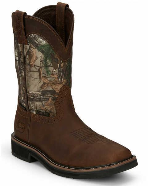 Image #1 - Justin Men's Trekker Waterproof Western Work Boots - Composite Toe, Camouflage, hi-res