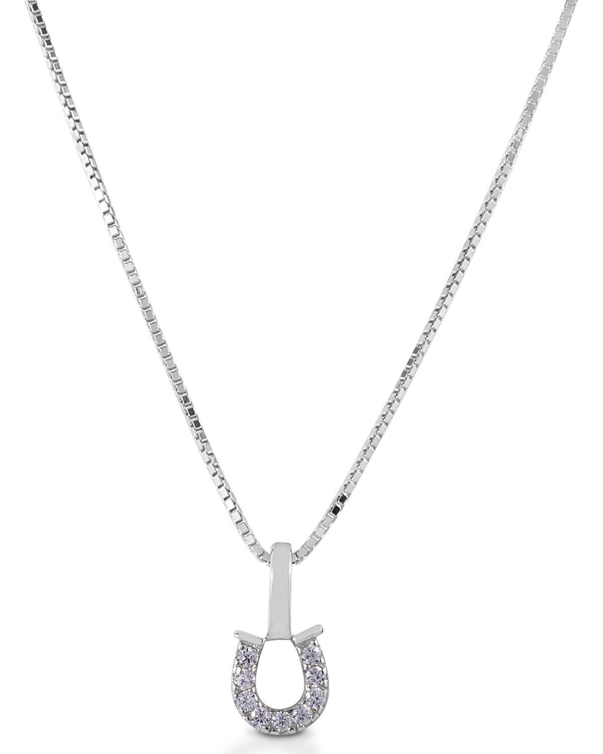 Kelly Herd Women's Clear Horseshoe Necklace, Silver, hi-res