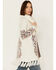 Shyanne Women's Paisley Knit Fringe & Faux Fur Cardigan , Ivory, hi-res