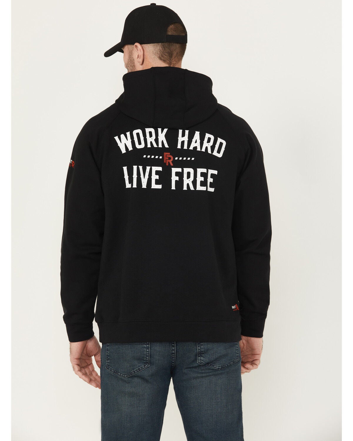 Ariat Men's FR Duster Work Hard Hooded Sweatshirt, Black, hi-res