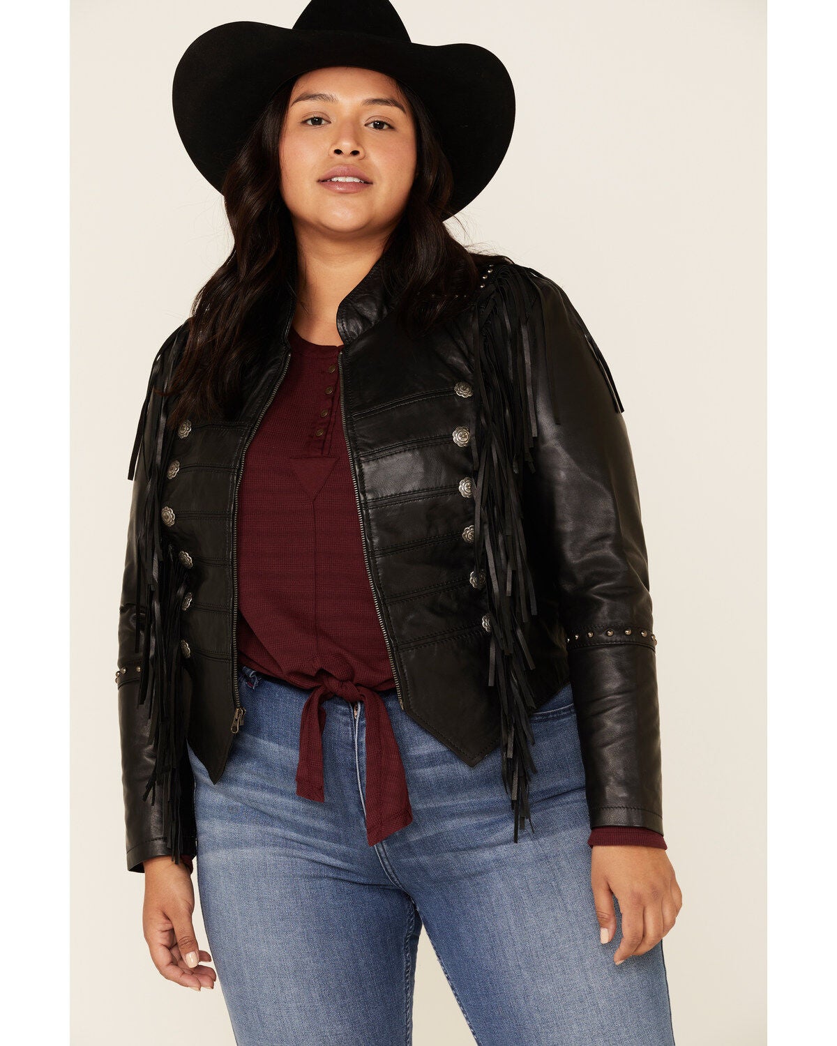 fringe leather jacket plus size