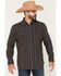 Image #1 - Moonshine Spirit Men's Colorado Southwestern Striped Long Sleeve Snap Western Shirt, Charcoal, hi-res