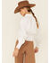 Image #4 - HYFVE Women's Solid White Pleated Button-Down Gathered Western Top , , hi-res