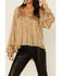 Revel Women's Paisley Print Long Sleeve Woven Chiffon Peasant Top  , Gold, hi-res
